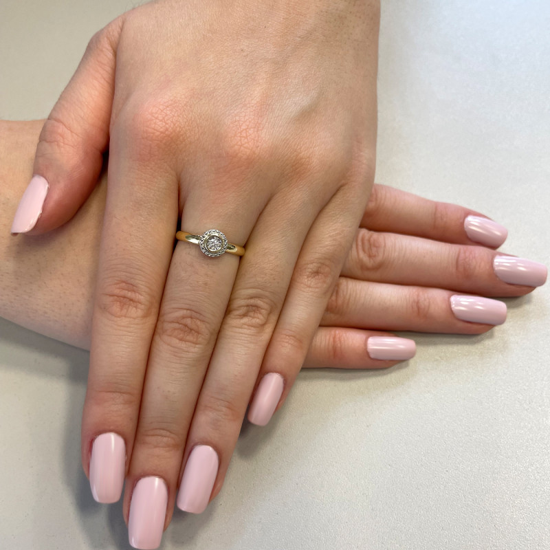 Pierścionek zaręczynowy z diamentem w kole LC JR11468 Y próba 585