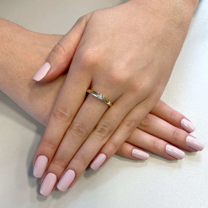 Pierścionek zaręczynowy z białym diamentem LC JR13529 Y próba 585