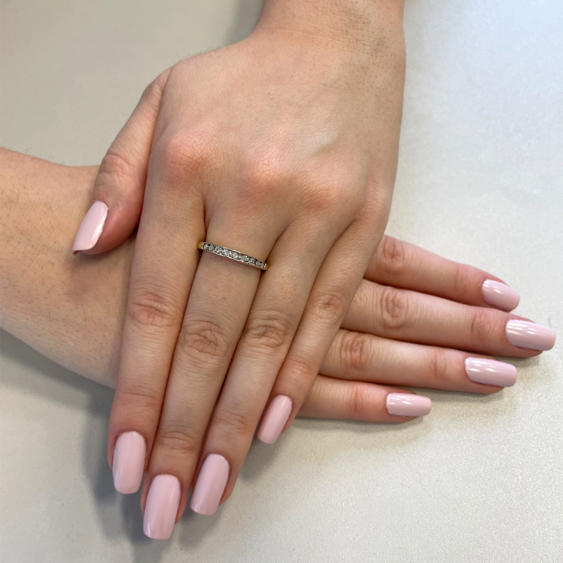 Pierścionek zaręczynowy z rzędem diamentów LC JR14320 Y próba 585