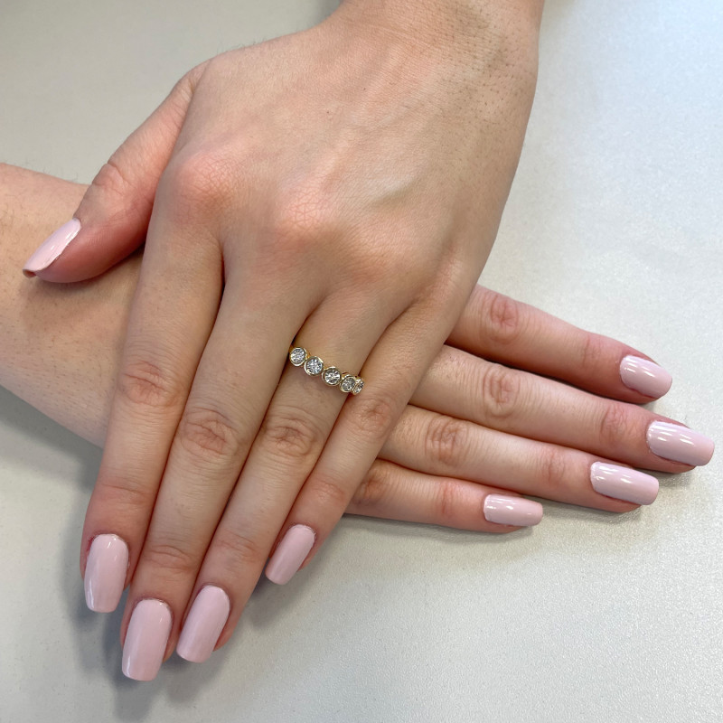 Pierścionek zaręczynowy z białymi diamentami w okrągłych oprawach LC JR14573 Y próba 585