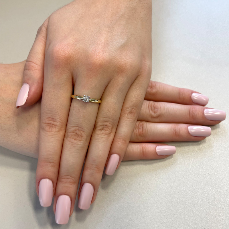 Pierścionek zaręczynowy z białym diamentem LC JR18227 Y próba 585