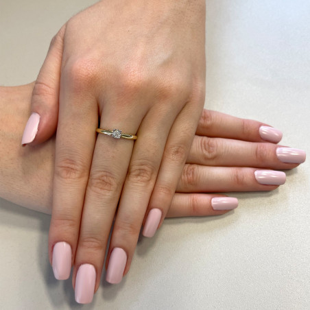 Pierścionek zaręczynowy z białym diamentem LC JR18227 Y próba 585