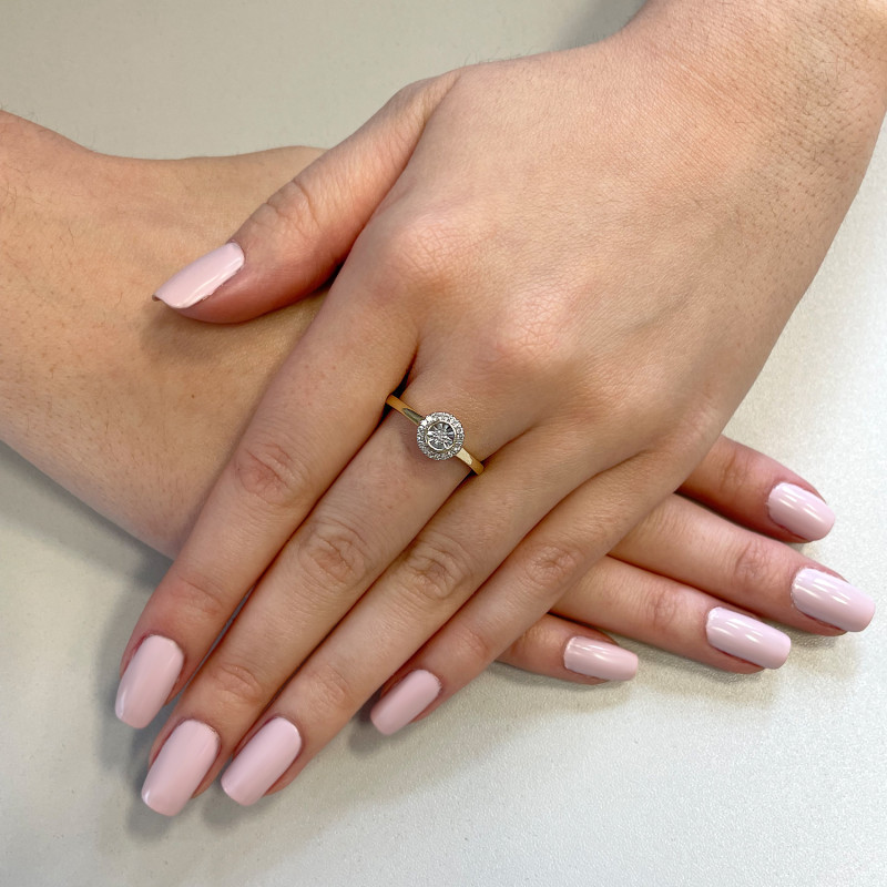 Pierścionek zaręczynowy z diamentami w kole LC JR22738 Y próba 585