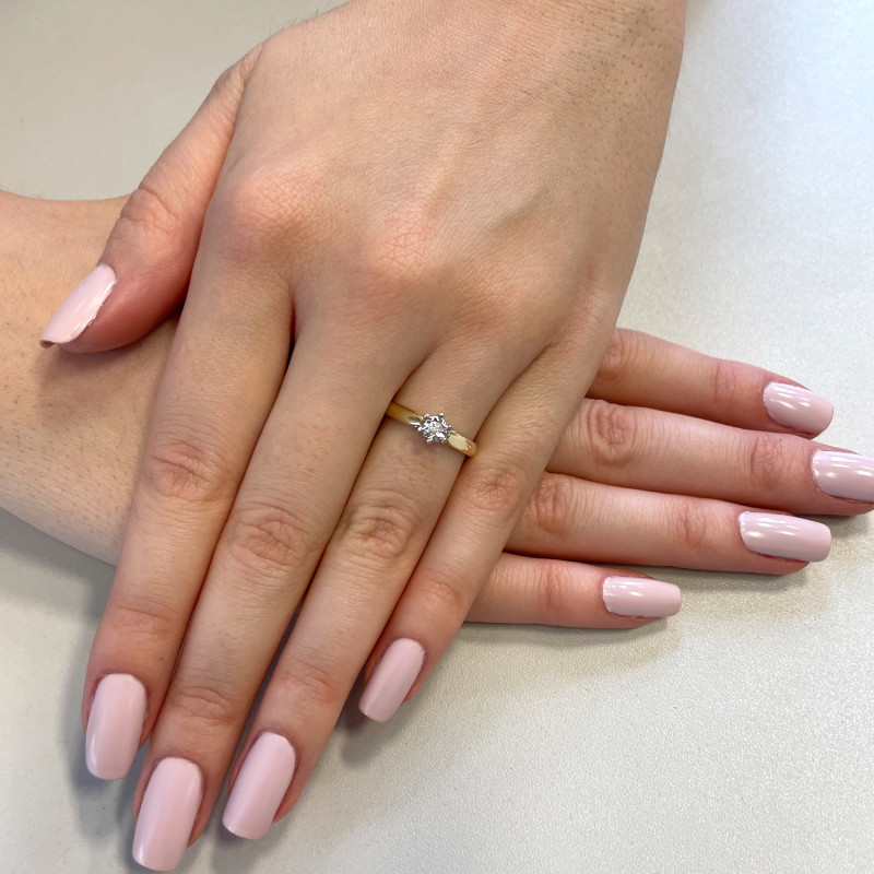 Pierścionek Zaręczynowy z Żółtego Złota z Diamentem - JubilerSezam.pl