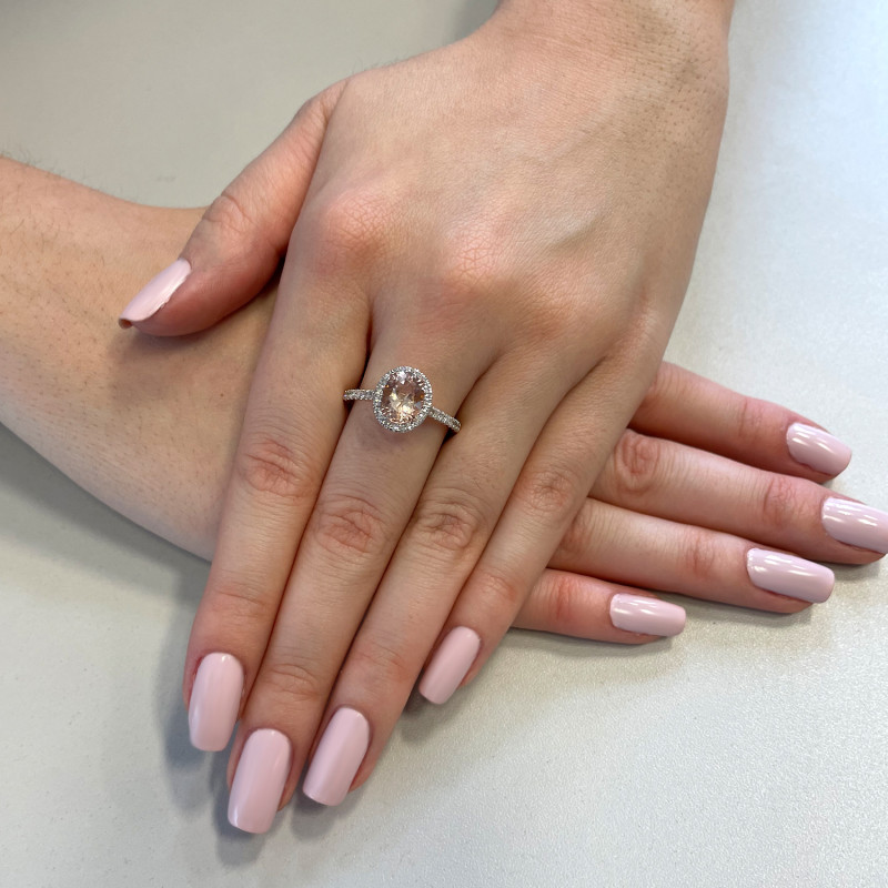 Złoty pierścionek z morganitem i diamentami LC P43587 MORP