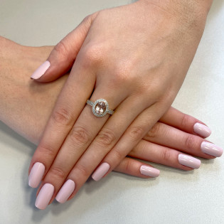 Pierścionek zaręczynowy markiza z morganitem i diamentami LC P43747 MORY