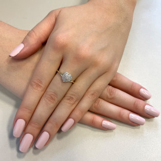 Pierścionek zaręczynowy serce z diamentami LC PR224 Y próba 585