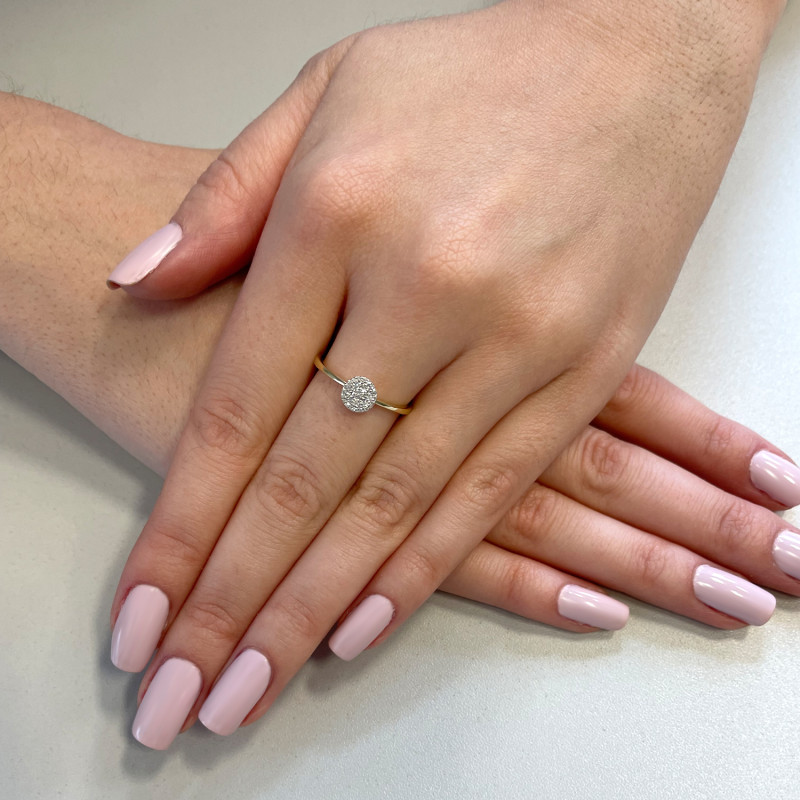 Pierścionek złoty z diamentami w kole LC PR2538 Y próba 585