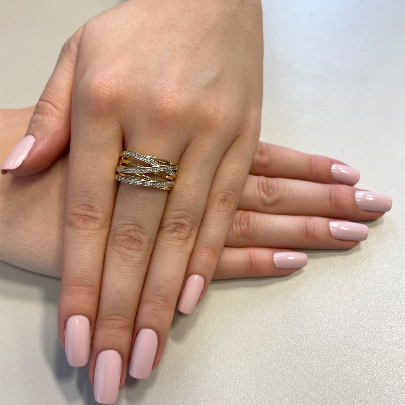 Pierścionek złoty DUBAJ z białymi diamentami LC R39898 Y próba 585