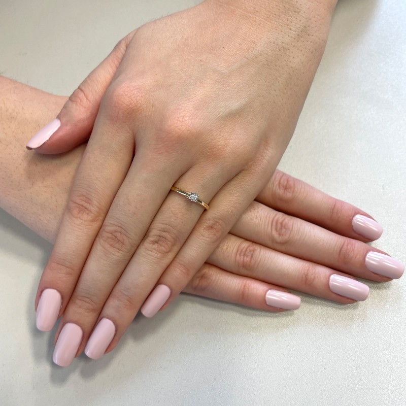 Pierścionek zaręczynowy SOLITER z diamentem LC RR669 Y próba 585