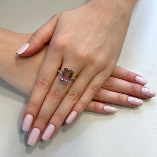 Pierścionek złoty z ametrynem i diamentami LC RR48975 AMTRY próba 585