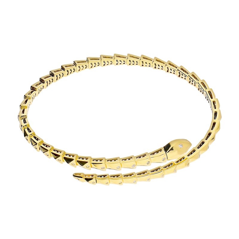 Bransoleta złota wąż z białymi diamentami/otwarta LC CB106 Y próba 585