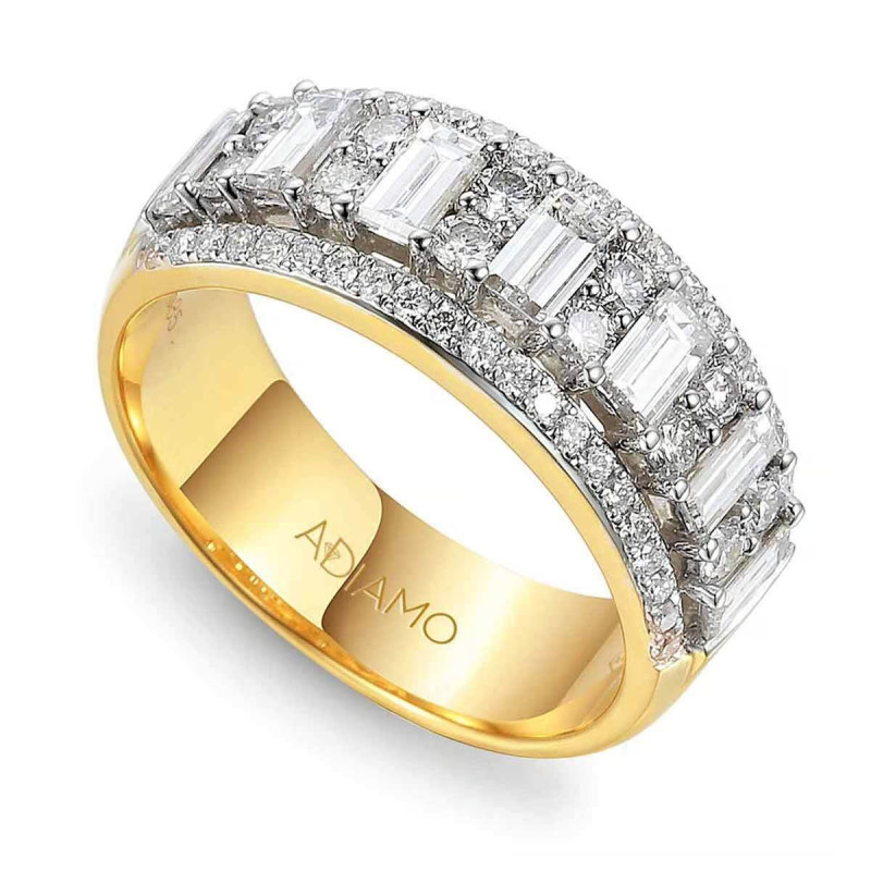 Pierścionek zaręczynowy z białymi diamentami bagietami AW 42920 Y próba 585