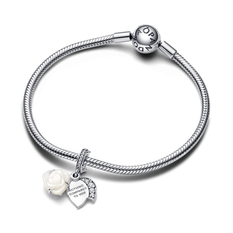 Charms Pandora Kwitnąca Biała Róża - JubilerSezam.pl