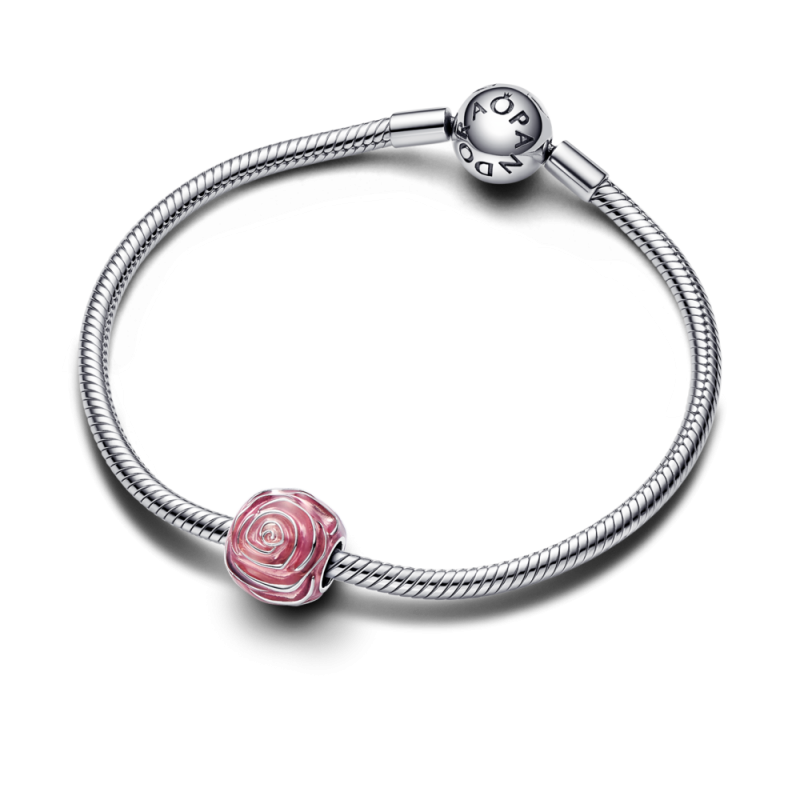 Różowy Charms Pandora Kwitnąca Róża Srebro 793212C01 - JubilerSezam.pl