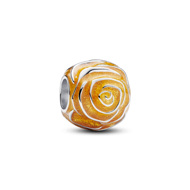 Żółty charms Pandora Kwitnąca róża 793212C02