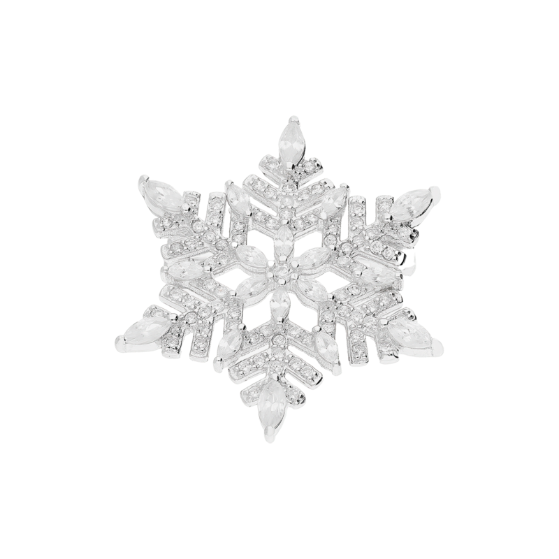Broszka srebrna śnieżynka z białymi cyrkoniami A01103 próba 925