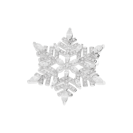 Broszka srebrna śnieżynka z białymi cyrkoniami A01103 próba 925