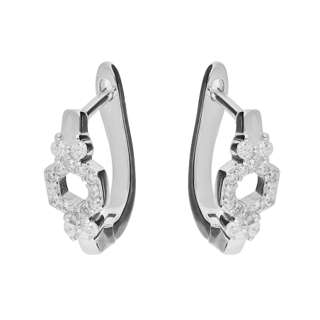 Kolczyki srebrne sześciokąt z cyrkoniami/ang.zap. A01118 próba 925