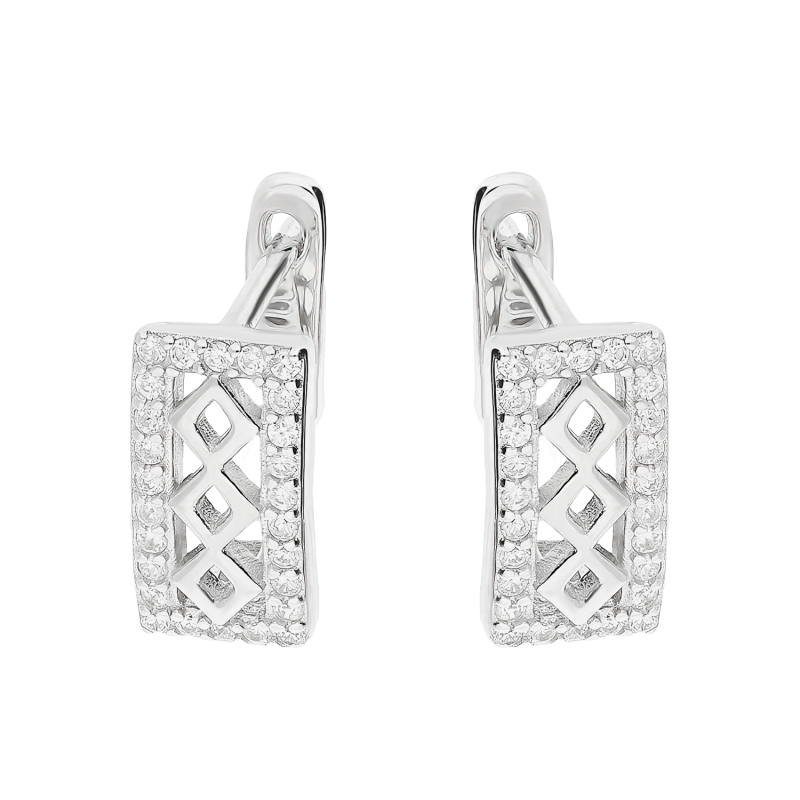 Srebrne kolczyki ażurowe z cyrkoniami pr. 925 - JubilerSezam.pl