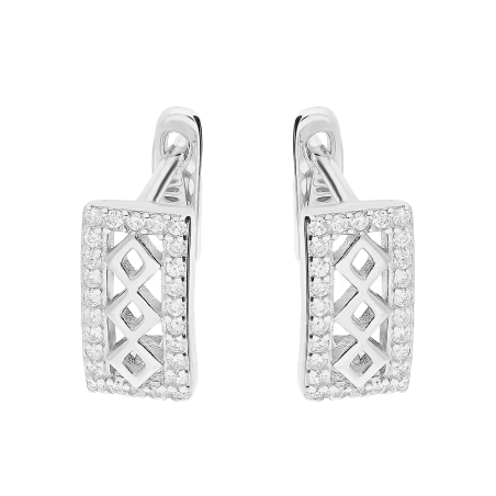 Srebrne kolczyki ażurowe z cyrkoniami pr. 925 - JubilerSezam.pl