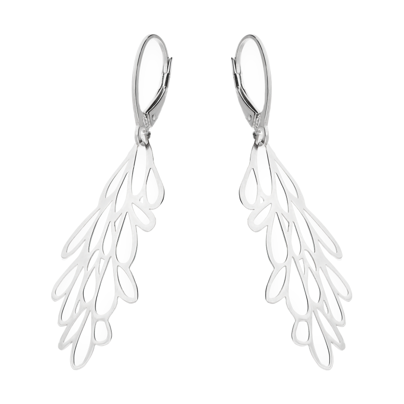 Kolczyki srebrne wiszące ażurowe listki/big.zam. A6 07127024-90 próba 925