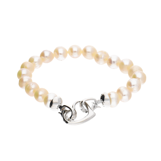 Bransoleta z białymi perłami/serce A6 20271605-08