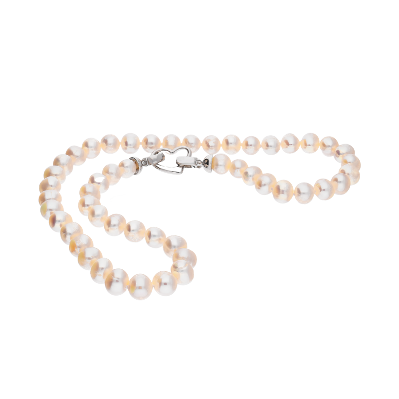 Naszyjnik z białymi perłami/serce A6 20471605-08