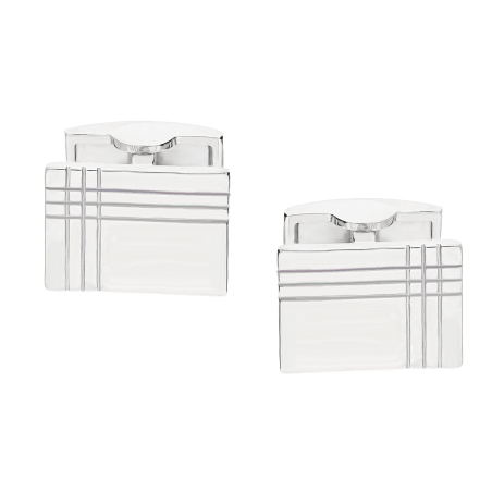 Srebrne spinki do mankietów prostokąt z liniami AT845 próba 925