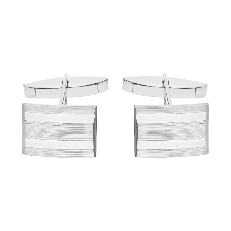 Srebrne spinki do mankietów prostokąt z matowymi paskami AT846 próba 925