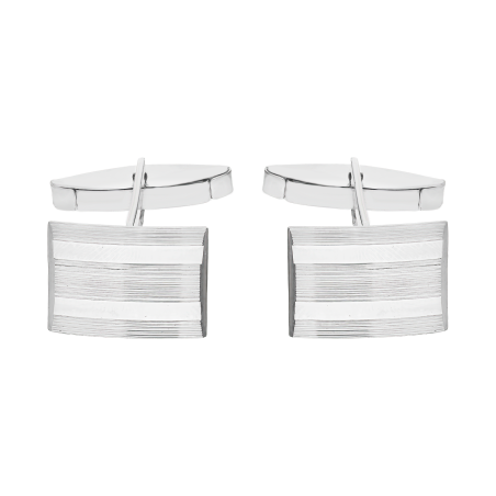 Srebrne spinki do mankietów prostokąt z matowymi paskami AT846 próba 925