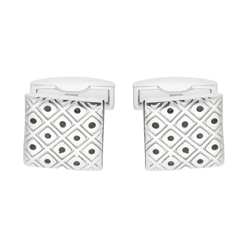 Srebrne spinki do mankietów kwadrat z rombami pr. 925 - JubilerSezam.pl