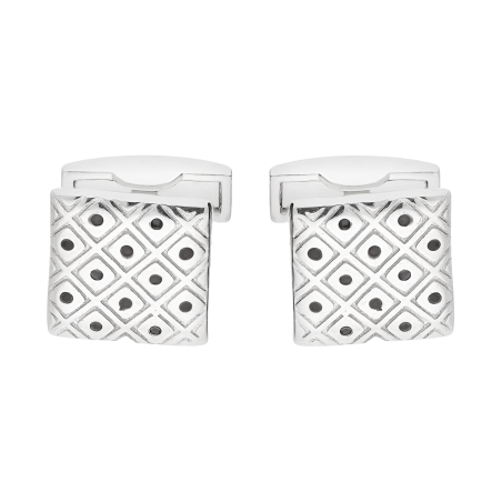 Srebrne spinki do mankietów kwadrat z rombami pr. 925 - JubilerSezam.pl
