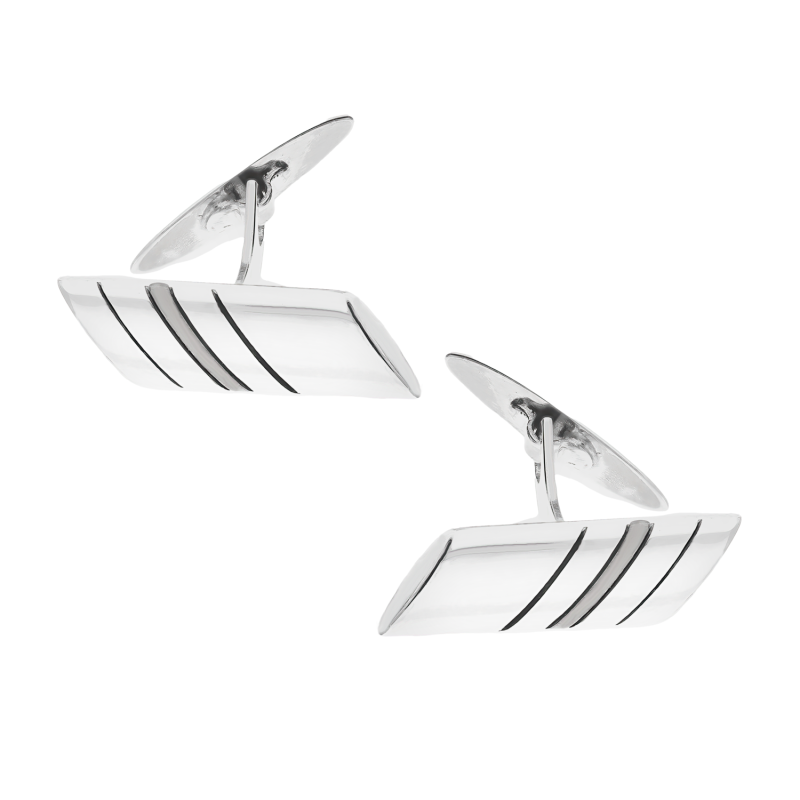 Spinki srebrne do mankietów romb ze skośnymi paskami TB MN1DR-rut próba 925