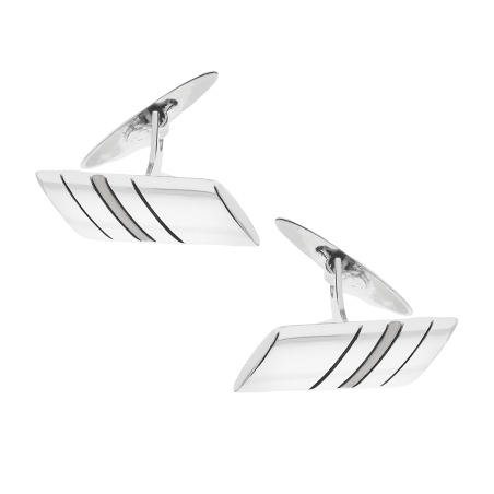 Spinki srebrne do mankietów romb ze skośnymi paskami TB MN1DR-rut próba 925