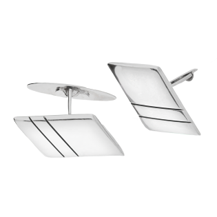 Spinki srebrne do mankietów romb z dwoma skośnymi paskami TB MN2AS próba 925