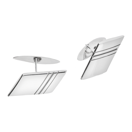 Spinki srebrne do mankietów romb z dwoma skośnymi paskami TB MN2BS próba 925