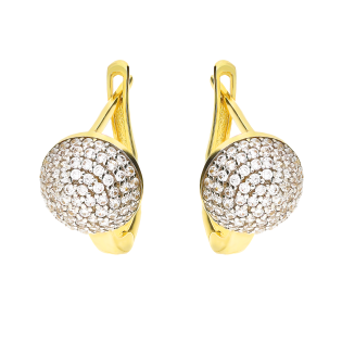 Kolczyki złote półkulki z białymi cyrkoniami/ang.zap. DJ452 próba 375