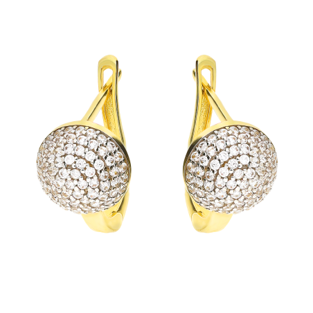 Kolczyki złote półkulki z białymi cyrkoniami/ang.zap. DJ452 próba 375