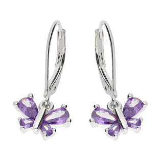 Kolczyki srebrne motyl z fioletowymi cyrkoniami/big.zam. HS1903 fioletowy próba 925