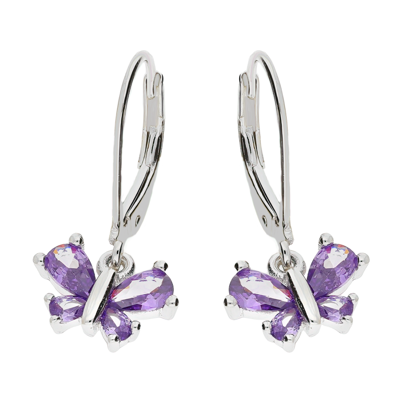 Kolczyki srebrne motyl z fioletowymi cyrkoniami/big.zam. HS1903 fioletowy próba 925