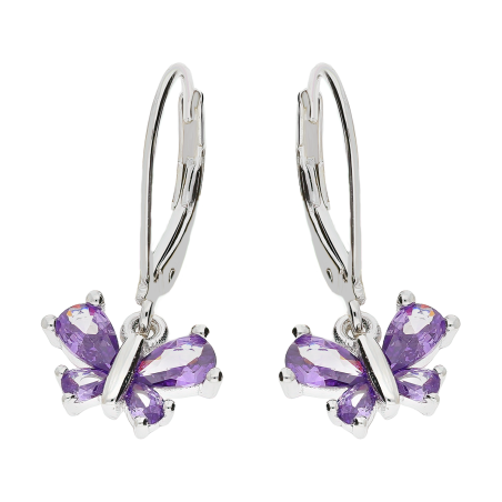 Kolczyki srebrne motyl z fioletowymi cyrkoniami/big.zam. HS1903 fioletowy próba 925