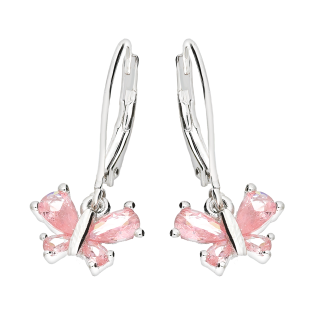 Kolczyki srebrne motyl z różowymi cyrkoniami/big.zam. HS1903 różowy próba 925