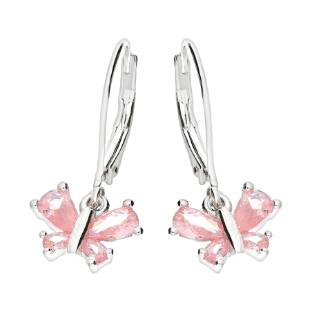 Kolczyki srebrne motyl z różowymi cyrkoniami/big.zam. HS1903 różowy próba 925