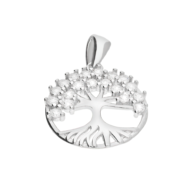 Zawieszka srebrna drzewko z białymi cyrkoniami HS1948 próba 925