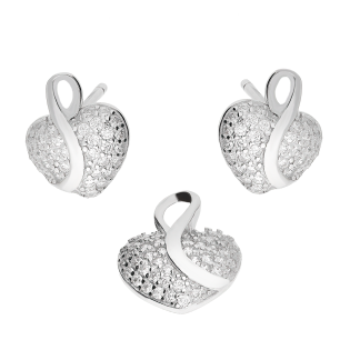 Komplet srebrny kolczyki i zawieszka serce z cyrkoniami HS1962 próba 925