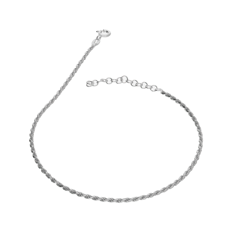 Bransoleta srebrna na nogę splot korda