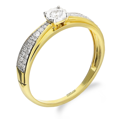 Pierścionek zaręczynowy z białymi diamentami LC JR21708 Y próba 585