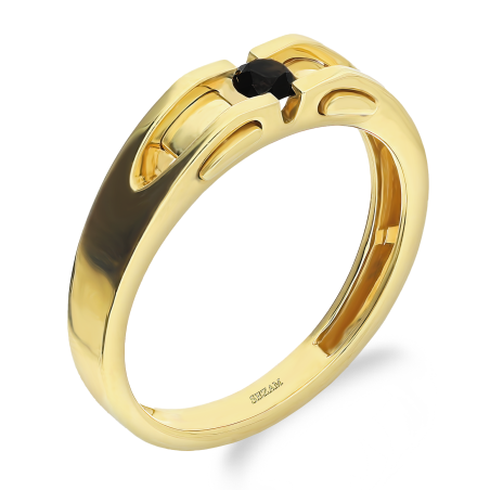 Sygnet złoty z czarnym diamentem LC KR39180 BDY próba 585