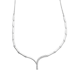 Naszyjnik srebrny kolijka z blaszkami i białymi cyrkoniami/anekr reg. PW360-1 ROD próba 925